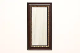 Contemporary Hanging Wall or Hall Beveled Mirror, Leaf Motifs #43473