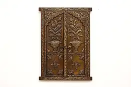 Indian Antique Brass Clad Architectural Salvage Temple Door Fragment #43127