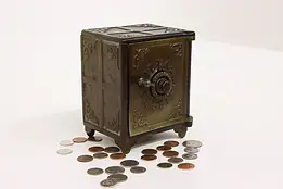 Cast Iron Antique Coin Bank, Combination Lock Safe, Ideal Security #43060