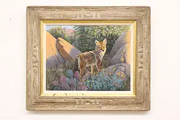 Coyote On The Prowl Vintage Original Oil Painting, Langston 26" #42927