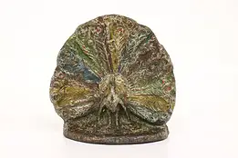 Victorian Antique Cast Iron Painted Peacock Sculpture Door Stop #42938