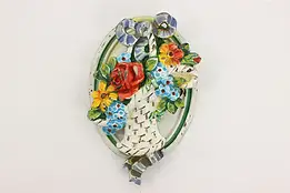 Victorian Salvage Antique Cast Iron Painted Flower Basket Door Knocker #42426