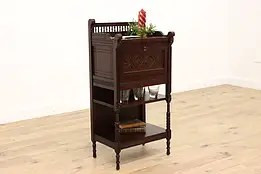 Victorian Eastlake Antique Mahogany Drop Front Secretary or Bar Cabinet #43548
