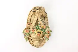 Victorian Salvage Antique Cast Iron Painted Flower Basket Door Knocker #42416