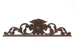 Italian Antique Architectural Salvage Fragment Hand Carved Oak Crest #43781