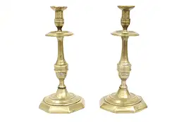 Pair of Victorian Antique English Brass Candlesticks #43875