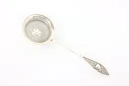 Victorian Antique Silver Tea Strainer, Grape & Shield Motifs #43408