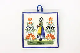 Hand Painted Vintage Henriot Quimper Square Trivet Tile, Brittany, France #44061