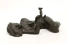 French Bronze Vintage Sculpture Lying Woman Statue, M. Quintin #43952