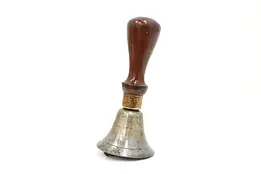 Brass Antique Farmhouse School Bell, Wooden Handle #43881