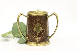 Farmhouse Antique Brass and Oak Three Handle Beer Stein or Mug #44112