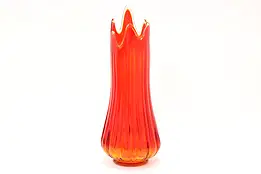 Murano Venetian Vintage Italian Red Art Glass Flame Vase Sculpture #44380