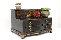 Chinese Antique Hand Painted Jewelry or Keepsake Box, Gold Accents #43362