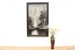 Monochromatic Mountains & Waterfall Original Oil Painting, Cooper 55" #44623