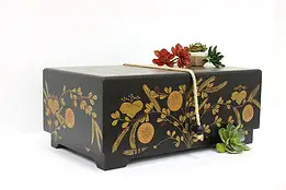 Asian Vintage Lacquer Keepsake Box or Small Chest, Rope Handle & Pegs #44509