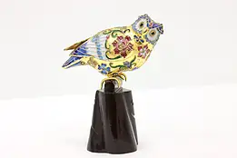 Chinese Cloisonne Traditional Vintage Inlaid Enamel Owl on Perch #44540