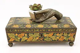 Antique Regency Penwork Keepsake or Jewelry Box, Painted Floral #44469