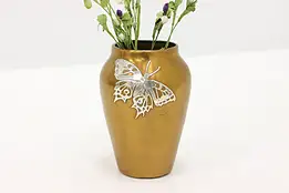 Arts & Crafts Antique Bronze & Silver Craftsman Butterfly Vase, Heintz #44226
