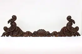 Italian Antique Architectural Salvage Carved Oak Crest Fragment #44305