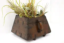 Chinese Antique Wood Water or Rice Bucket or Pail, Tin Mounts #44320