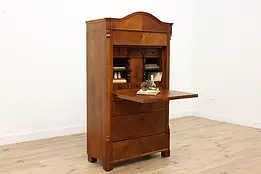 Biedermeier Antique Mahogany 1840s Drop Front Secretary Desk #36629