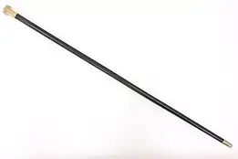 Victorian Antique 1886 Gold Head Ebony Walking Stick or Cane #44861