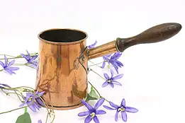 Farmhouse Antique Copper Sauce Pot with Wooden Handle #45055