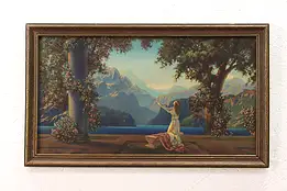 Dawn Art Deco Woman on Veranda Antique Art Print, Parrish 20" #44717