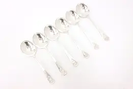 Set of 6 Antique Hammered Silverplate Cream Soup Spoons, Rodgers #44985