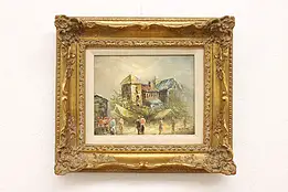 Paris Flower Market Day Vintage Original Oil Painting, Burnett 16.5" #45283