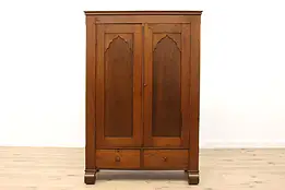 Empire Antique 1840s  Solid Walnut Armoire, Wardrobe, or Closet #35322