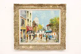 Sacre Coeur Montmartre Paris Antique Original Oil Painting, Cordet 31.5" #44935