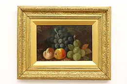Still Life Grapes Antique Original Oil Painting Wilcox 19.5" #45076