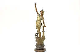 French Antique Hand Painted Woman of Science Sculpture #44992