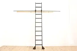 Oak Salvage Vintage Rolling Library Ladder Putnam Track 31' #45632