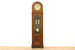 German Antique Art Deco Carved Oak Tall Case Clock, Urgos #37955