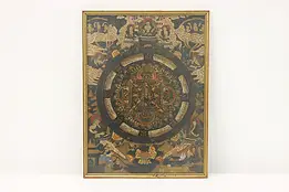 Buddha Thangka Antique Tibetan Painting on Linen 17" #45650