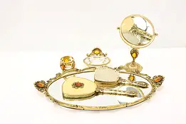Gold 24K Vintage 6 pc Vanity Set & Tray, Stylebuilt #44908