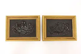 Pair of Antique European Panels with Greek Women & Cherubs #45381