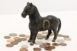 Farmhouse Antique Cast Iron Painted Horse Coin Bank #45338