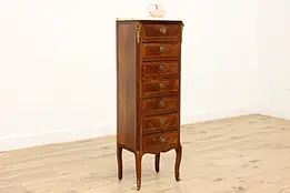 French Antique Marble & Marquetry Lingerie Chest, Semainier #45177