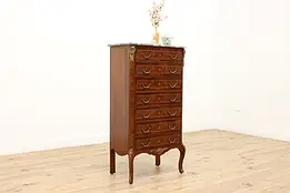 French Mahogany & Marble Antique Lingerie Chest or Semainier #46088