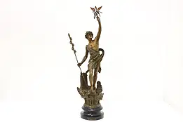 French Le Telegraphe Antique Sculpture Man, Telegraph Statue #45815