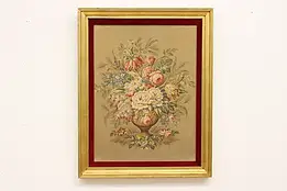 Floral Still Life Antique Tapestry Custom Framed 37.5" #46100