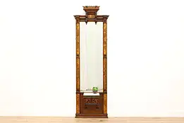 Victorian Eastlake Antique Carved Pier or Hall Mirror Marble #45942