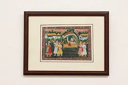 Women in Palanquin Vintage Original Watercolor Painting 20" #45532