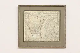 Map of Wisconsin & Michigan Antique 1866 Print, Mitchell 19" #46343