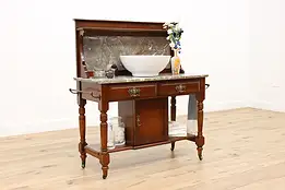 Victorian Farmhouse Antique Bar Sink Vanity Washstand Marble #46555