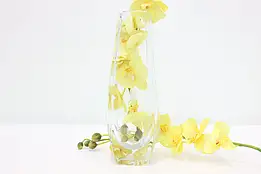 Italian Murano Vintage Blown Glass Clear Vase Carved Flowers #46138