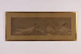 Japanese Antique Ocean Waves Original Silk Painting 46.5" #46236